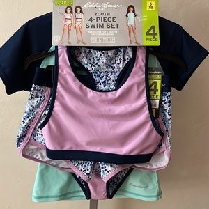 Eddie Bauer Reversible Youth 4-Pc Swim Set / size 7/8 (W-3)